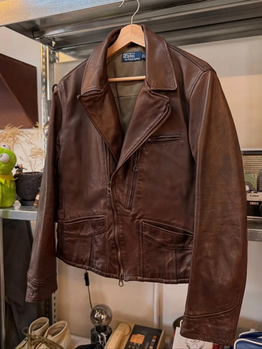 Polo Ralph Lauren Horsehide Double Riders Leather Jacket Size Large